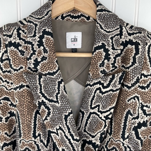 CAbi #3733 Python Blazer Snake Print Tan Gray Jacket Size 8 - Picture 10 of 12